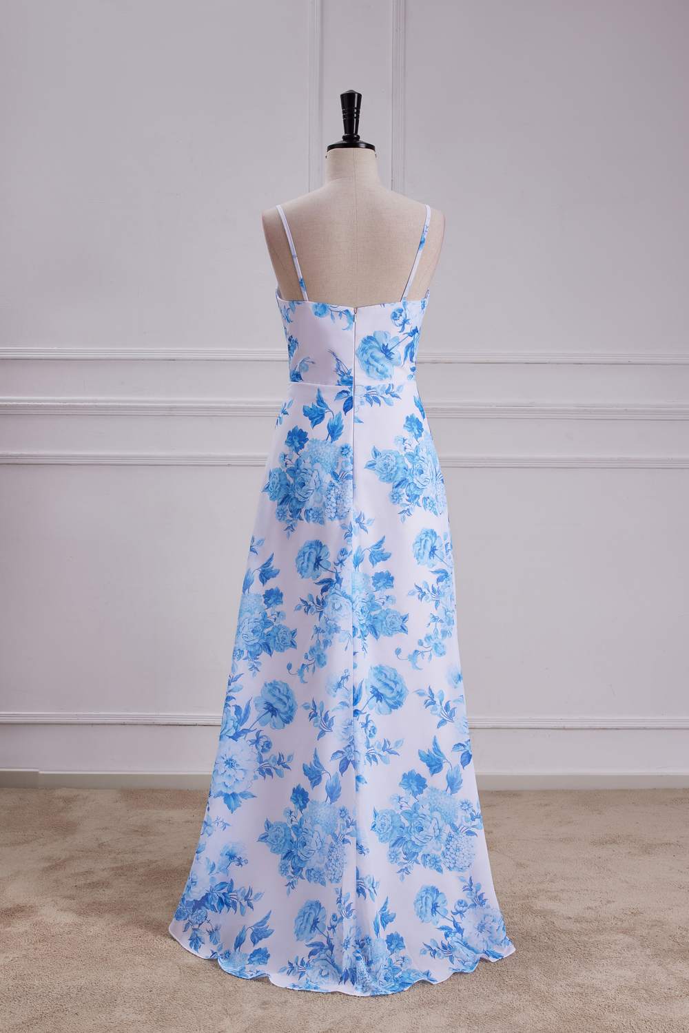 blue bridesmaid dresses flowers An entrancing combination of from @jennyyoonyc with a blend of mixed blues and the O'hana print We sure do love to see prints peppered into mismatched bridesmaid palettes and this evening party or any other occasions Blue Rococo Floral Bridesmaid Dress