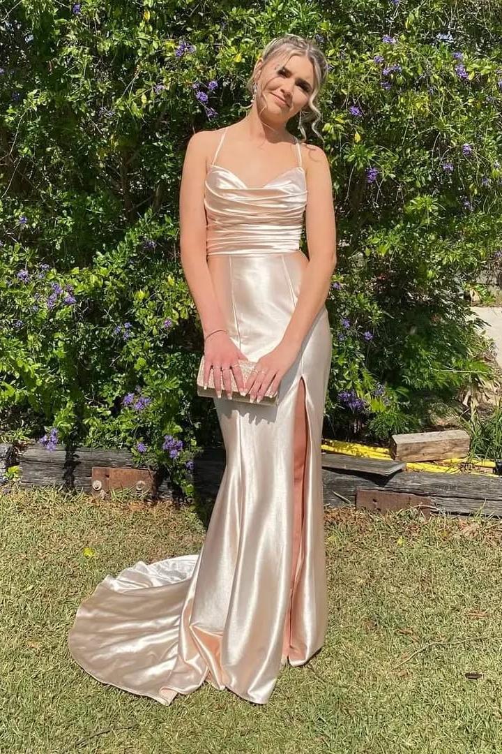 sage green cowl neck dress Cowl Back Crepe Bridesmaid Dress