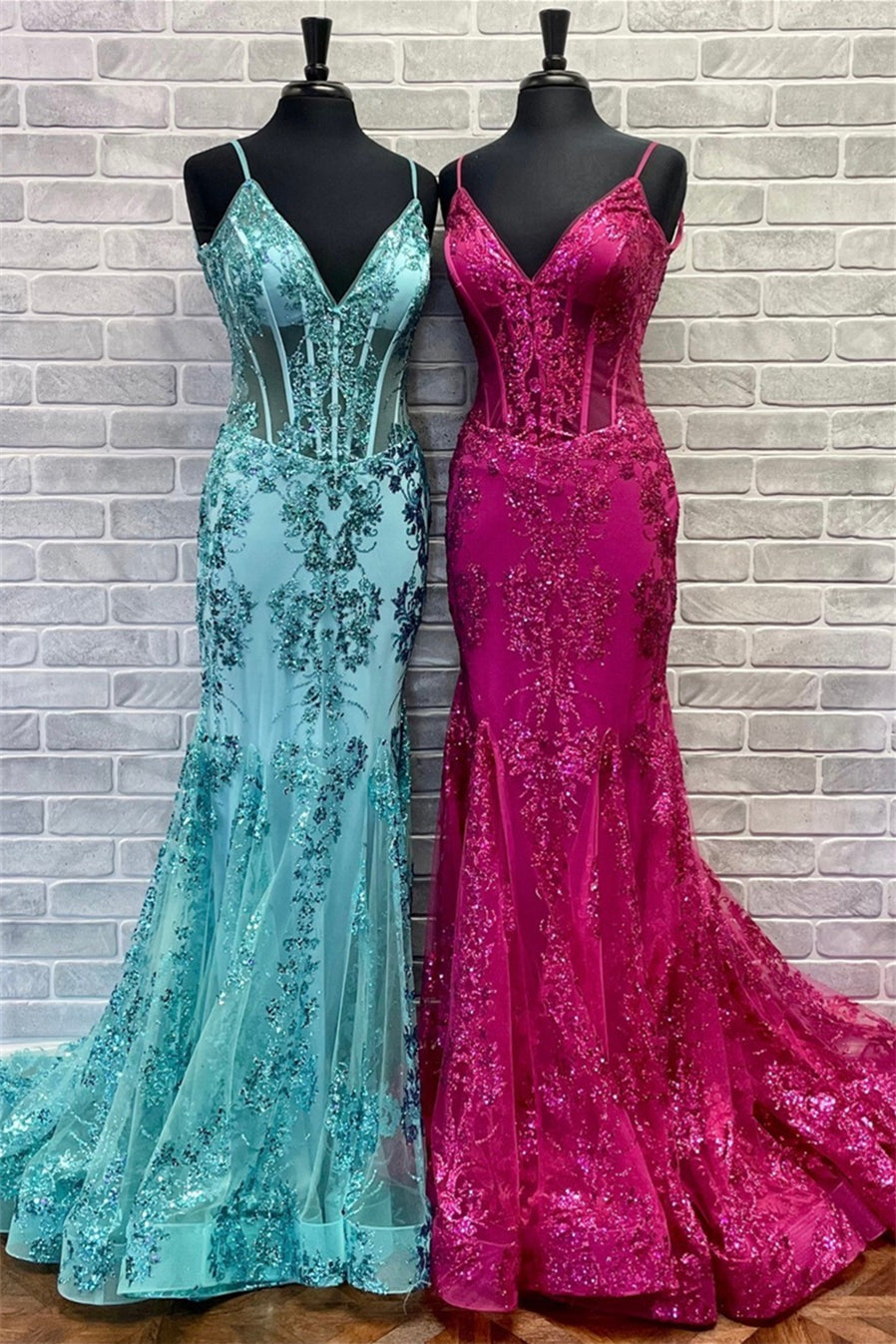 Fuchsia Mermaid Sequined Embroidery Tulle Long Prom Dress – Dreamdressy