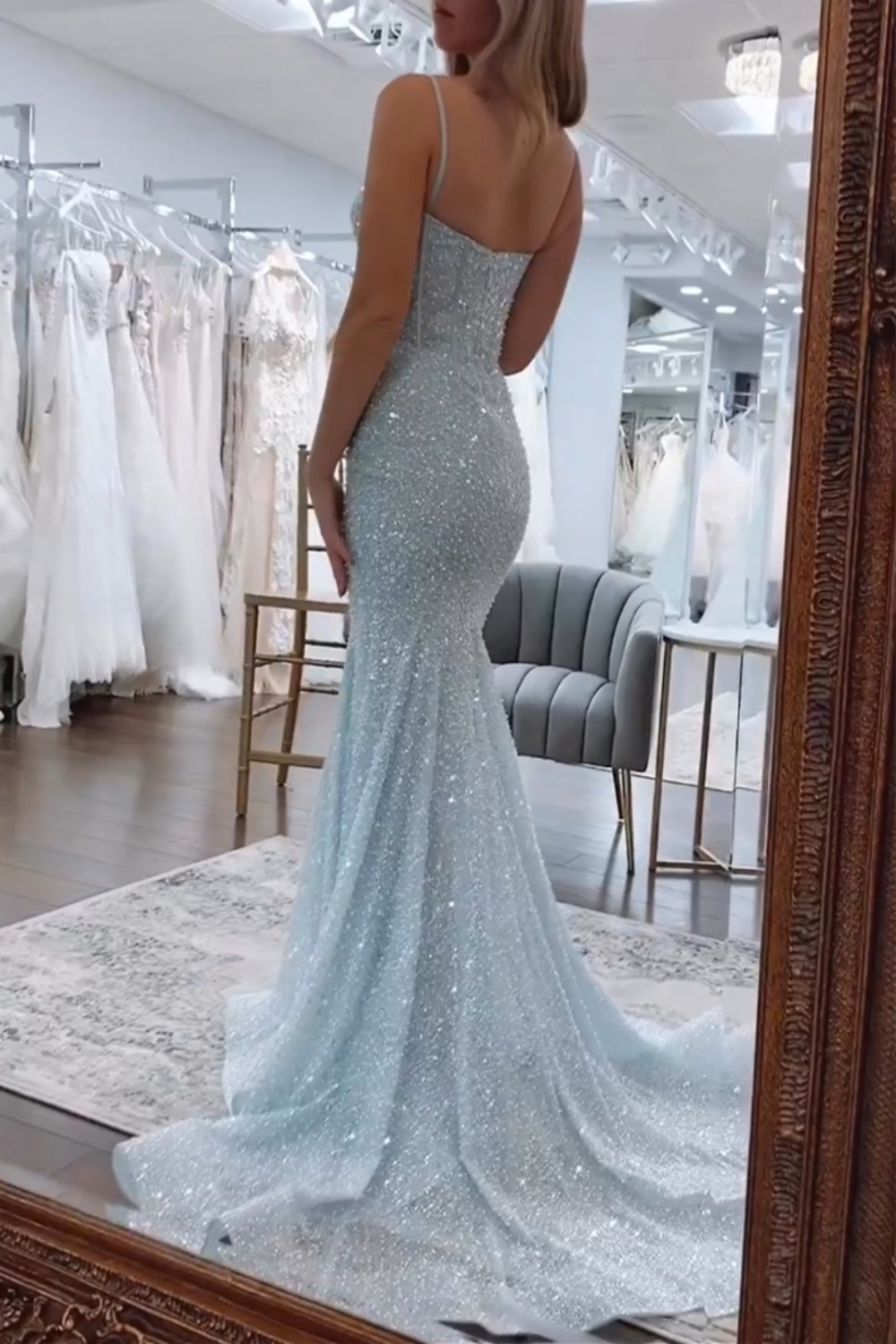 Light Blue Sequins Straps Mermaid Long Prom Dress Dreamdressy Light Blue Sequins Straps Mermaid Long Prom Dress Dreamdressy