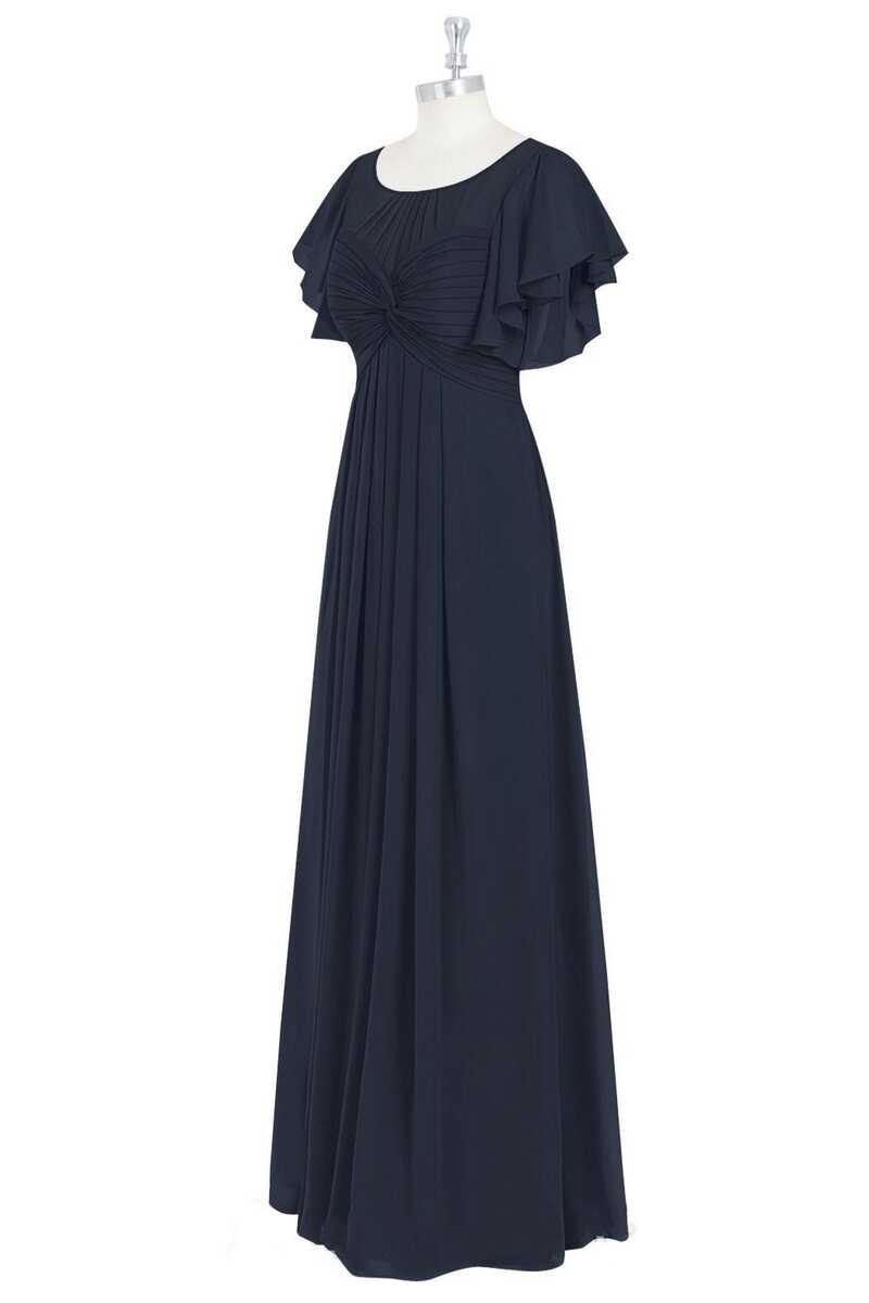 Black Chiffon Twist-Front Ruffled Long Bridesmaid Dress Dreamdressy Black Chiffon Twist-Front Ruffled Long Bridesmaid Dress Dreamdressy