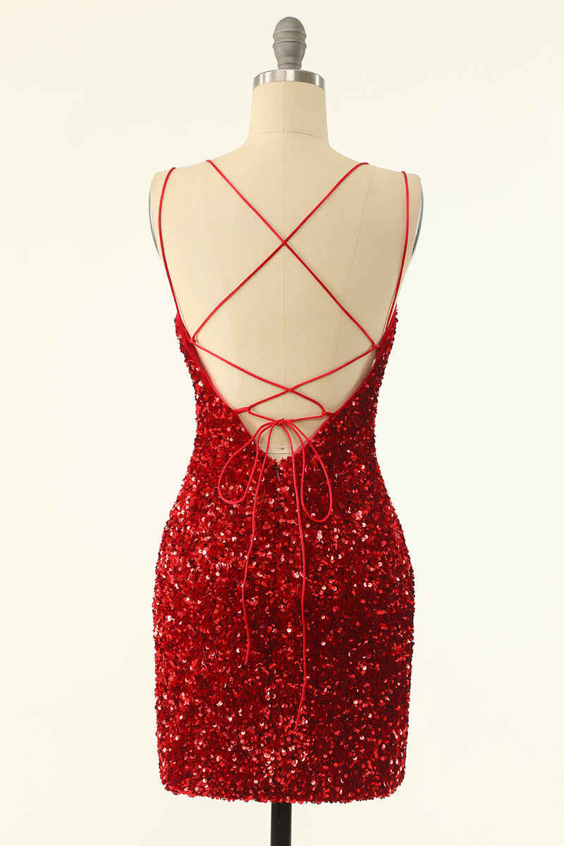 red shimmer bodycon dress Sparkle Red Sequin Bodycon Mini Dress  Dressesforparty
