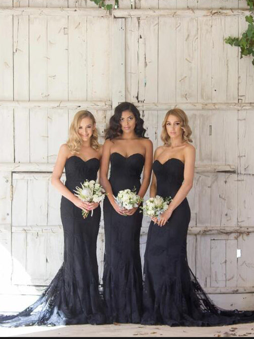 blue dress for baby girl Trinity Modest Long Sleeves Slit Long Chiffon Bridesmaid Dresses, Black