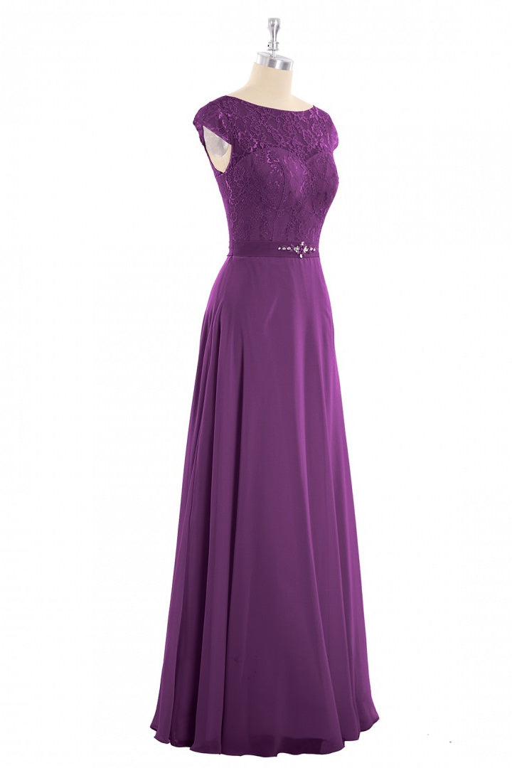 dark purple lace bridesmaid dresses Lace V Back Chiffon Wholesale Bridesmaid Dresses