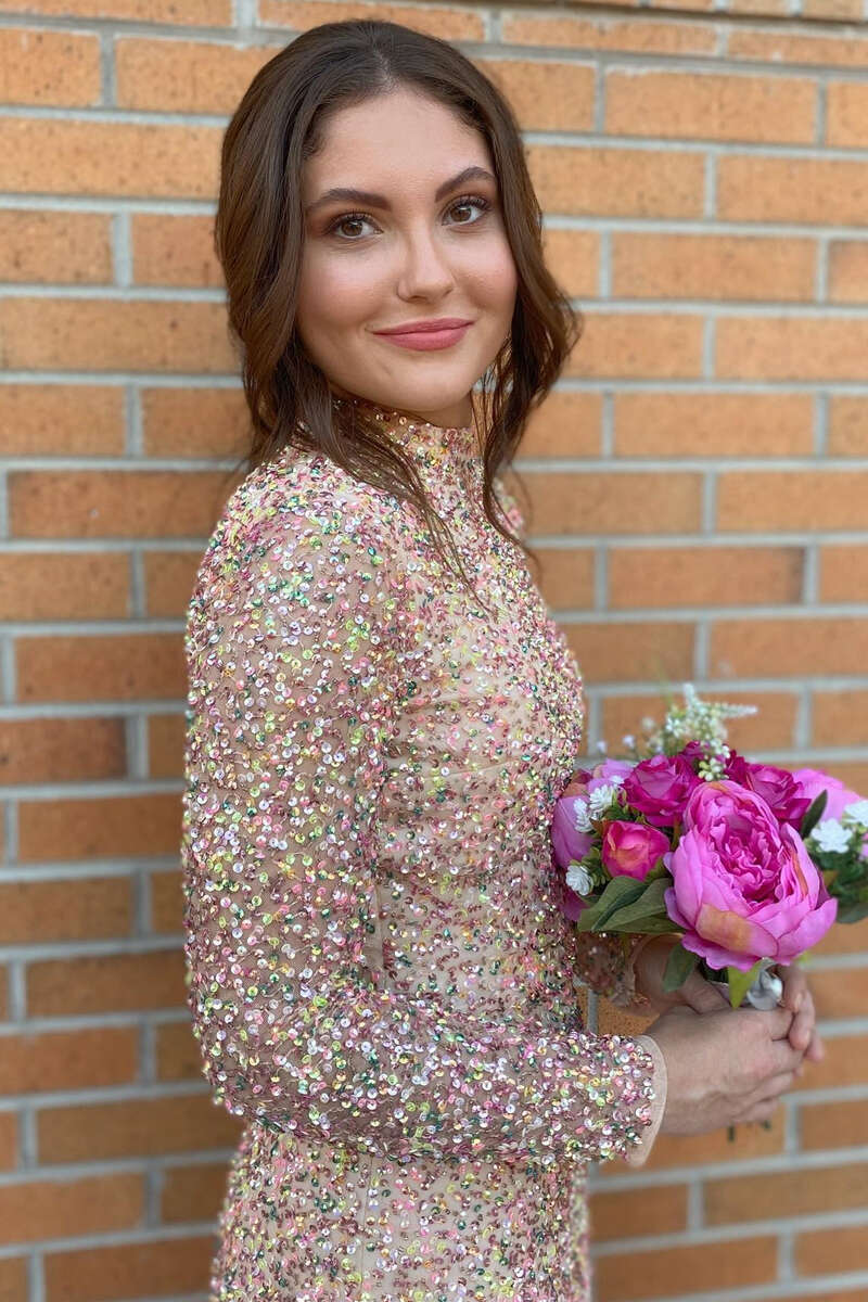 Sequin Long Sleeve Open Back Short Homecoming Dress Dreamdressy Sequin Long Sleeve Open Back Short Homecoming Dress Dreamdressy