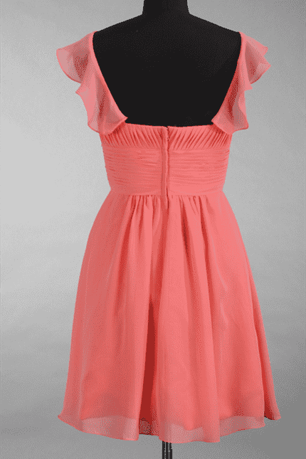 short pink chiffon bridesmaid dress Chic Hand-Made Flower Sleeveless Short Chiffon Bridesmaid Dresses