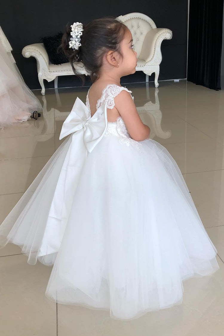 Toddler Ball Gown Lace Top White Flower Girl Dress – Dreamdressy Toddler Ball Gown Lace Top White Flower Girl Dress – Dreamdressy