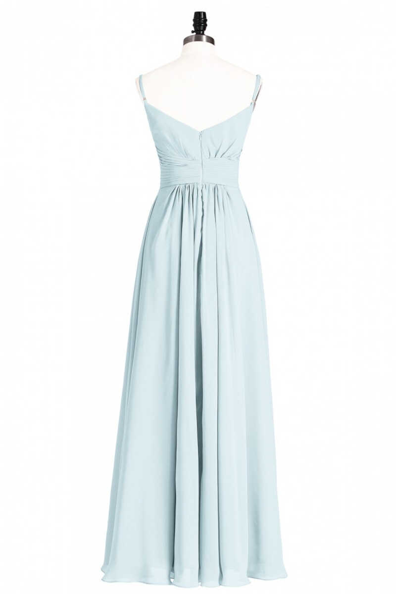 mint green chiffon long dress Mint Green Chiffon Twist Front A-Line Long Bridesmaid Dress – Dreamdressy