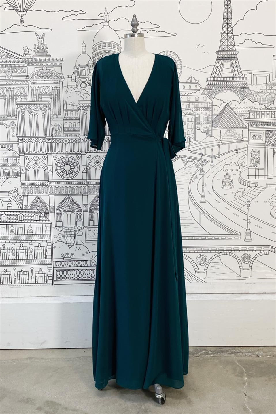 sachin and babi light blue dress Green Satin Long Prom Dresses, Green Mermaid Long Formal Dresses – shopluu main image 1
