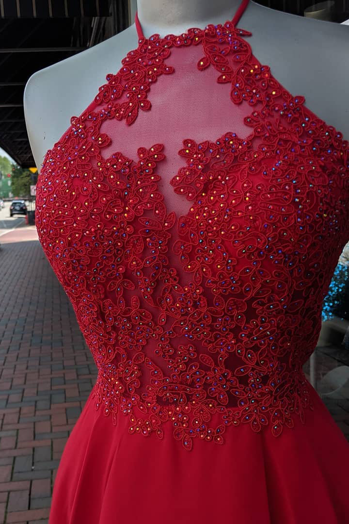 Halter A-Line Red Short Homecoming Dress – Dreamdressy Halter A-Line Red Short Homecoming Dress – Dreamdressy