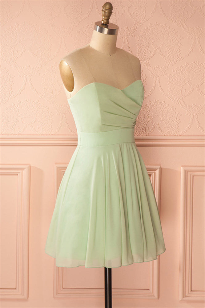 Sage Green Chiffon Strapless A-Line Short Dress – Dreamdressy