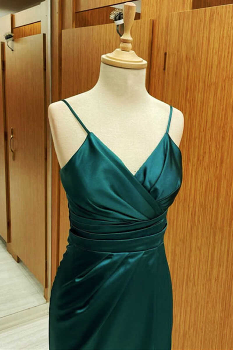 Hunter Green Satin Spaghetti Straps Short Bridesmaid Dress – Dreamdressy