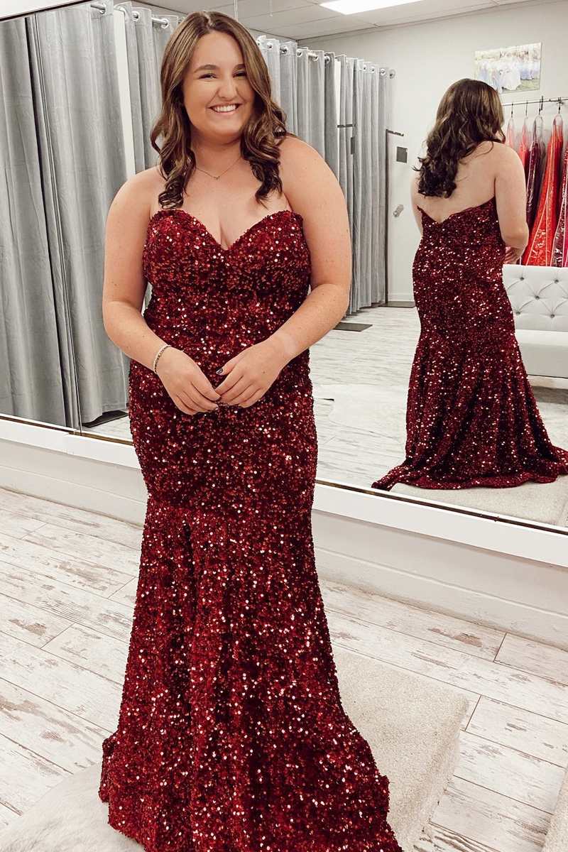 plus size red sequin dresses Red Sequin Feather Off-the-Shoulder Trumpet Long Prom Dress