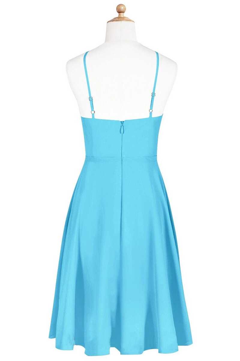 Pool Blue Chiffon Halter Short Bridesmaid Dress Dreamdressy Pool Blue Chiffon Halter Short Bridesmaid Dress Dreamdressy