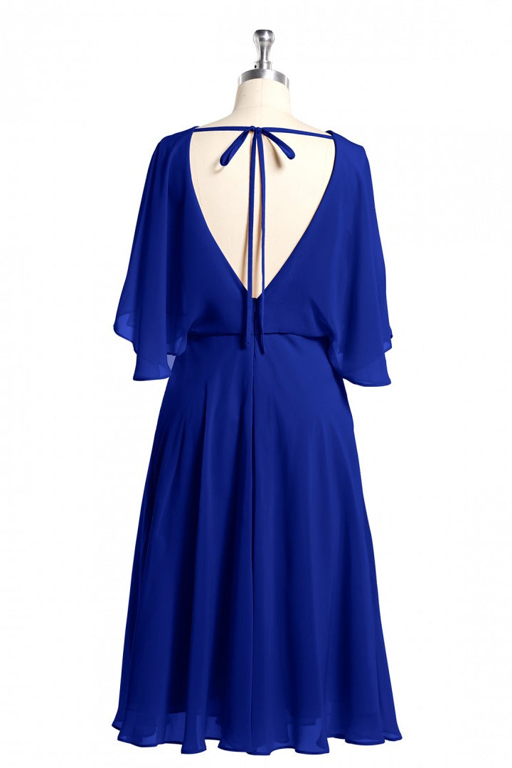 Royal Blue Long Sleeve Blouson-Style Bridesmaid Dress Dreamdressy Royal Blue Long Sleeve Blouson-Style Bridesmaid Dress Dreamdressy