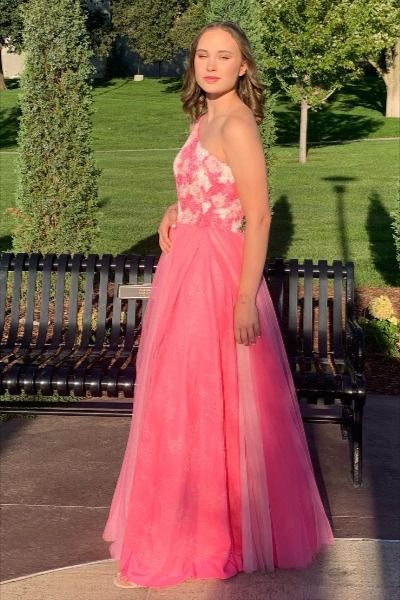 One Shoulder Hot Pink Tulle Prom Dress with Appliques One Shoulder Hot Pink Tulle Prom Dress with Appliques