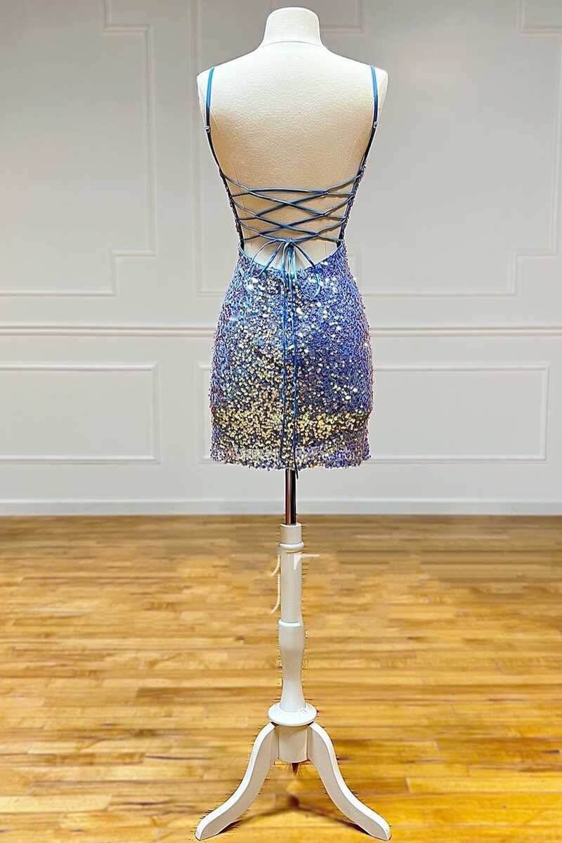 Blue Iridescent Sequin Bodycon Mini Homecoming Dress Dreamdressy Blue Iridescent Sequin Bodycon Mini Homecoming Dress Dreamdressy