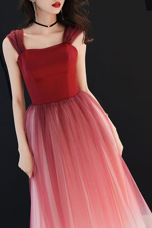 open lace back dress Deep Red Maxi Dress With Slit main image 0