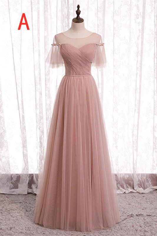 Elegant Blush Pink Tulle Bridesmaid Dress Dreamdressy Elegant Blush Pink Tulle Bridesmaid Dress Dreamdressy