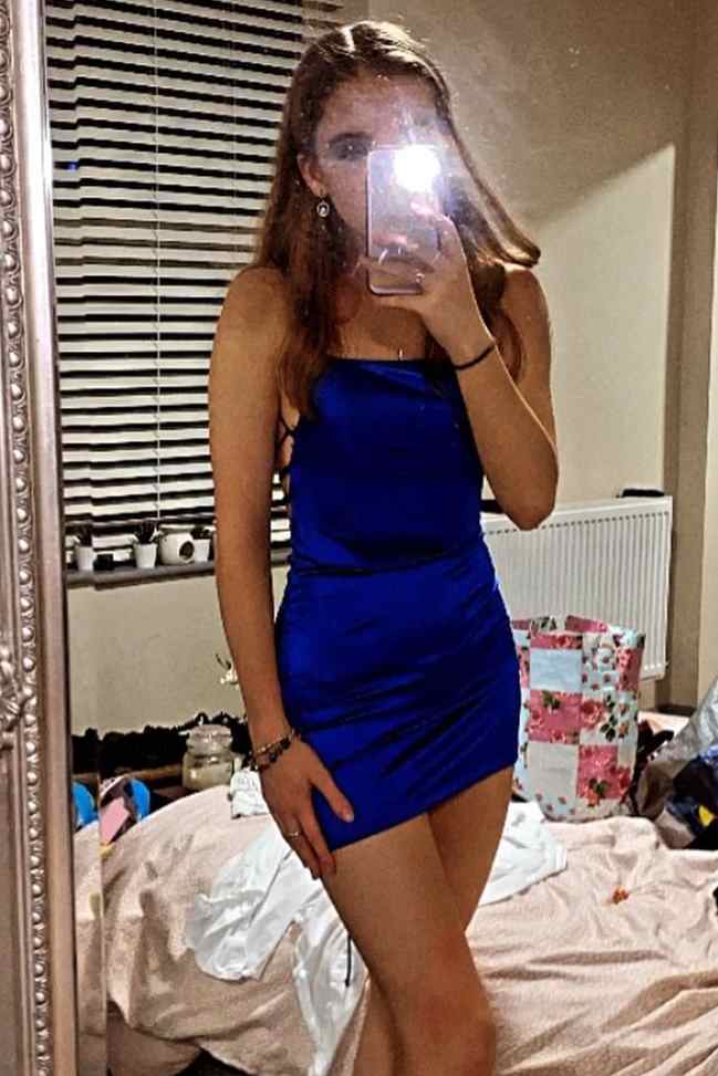 blue dress for baby girl Scoop Neck Royal Blue Ruffle Tight Short Prom Dresses, Royal Blue Shor –  abcprom main image 0