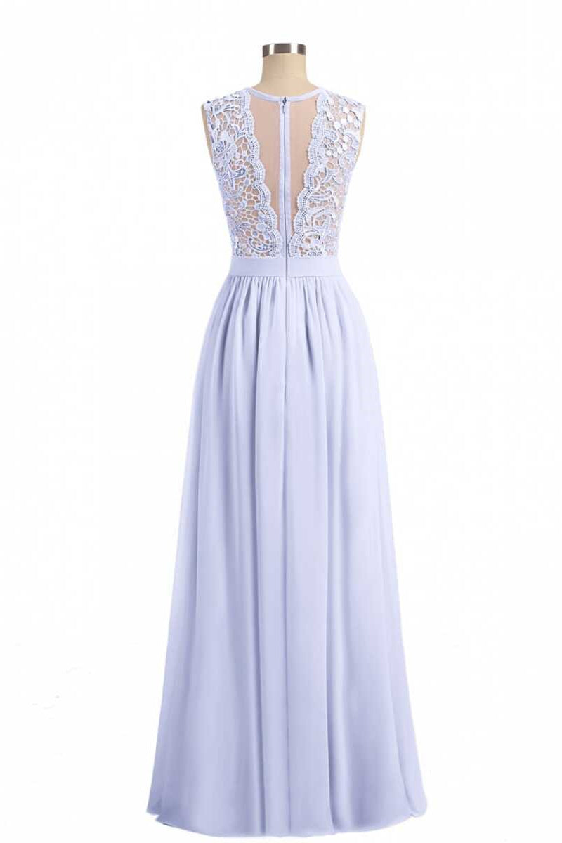 Lavender Lace Crew Neck A-Line Bridesmaid Dress – Dreamdressy