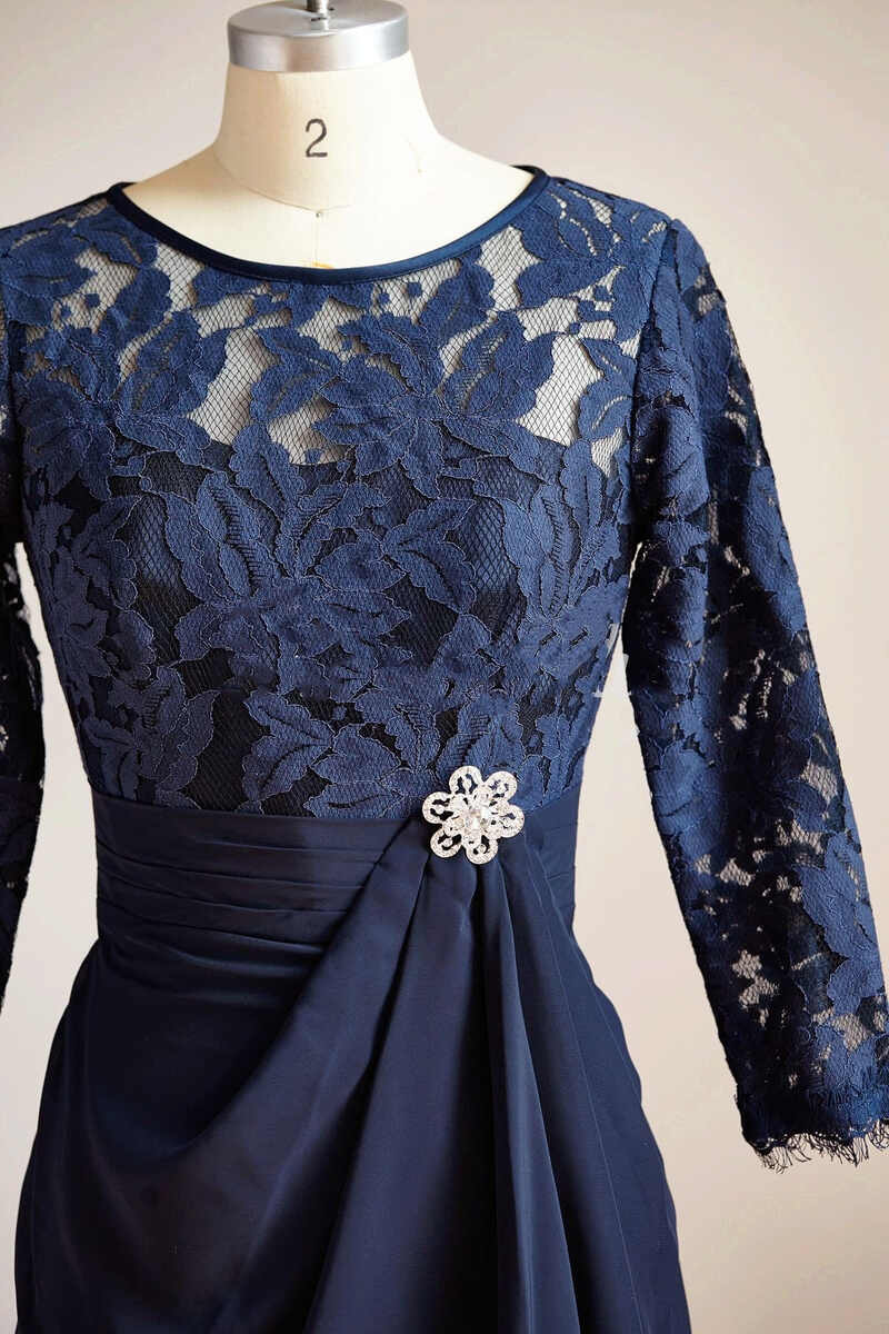 navy blue short mother of the bride dresses Navy Mother of the Bride Lace Dress with Short Sleeves