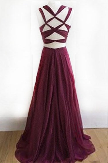 Elegant Two Piece Long Burgundy Chiffon Prom Dress Formal Evening Dres Dreamdressy Elegant Two Piece Long Burgundy Chiffon Prom Dress Formal Evening Dres Dreamdressy