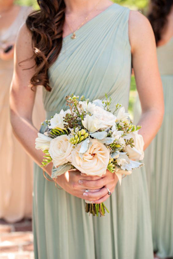 Simple A-Line Chiffon Ruched Mint Green Long Bridesmaid Dress – Dreamdressy