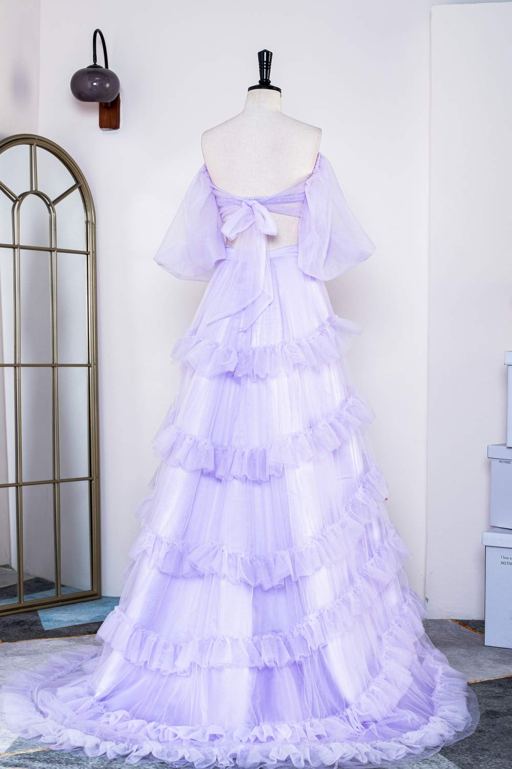 lavender 2 piece prom dress Lavender Tulle A-Line Sparkle Two Piece Prom Dress JKS8624 Anna PromDress