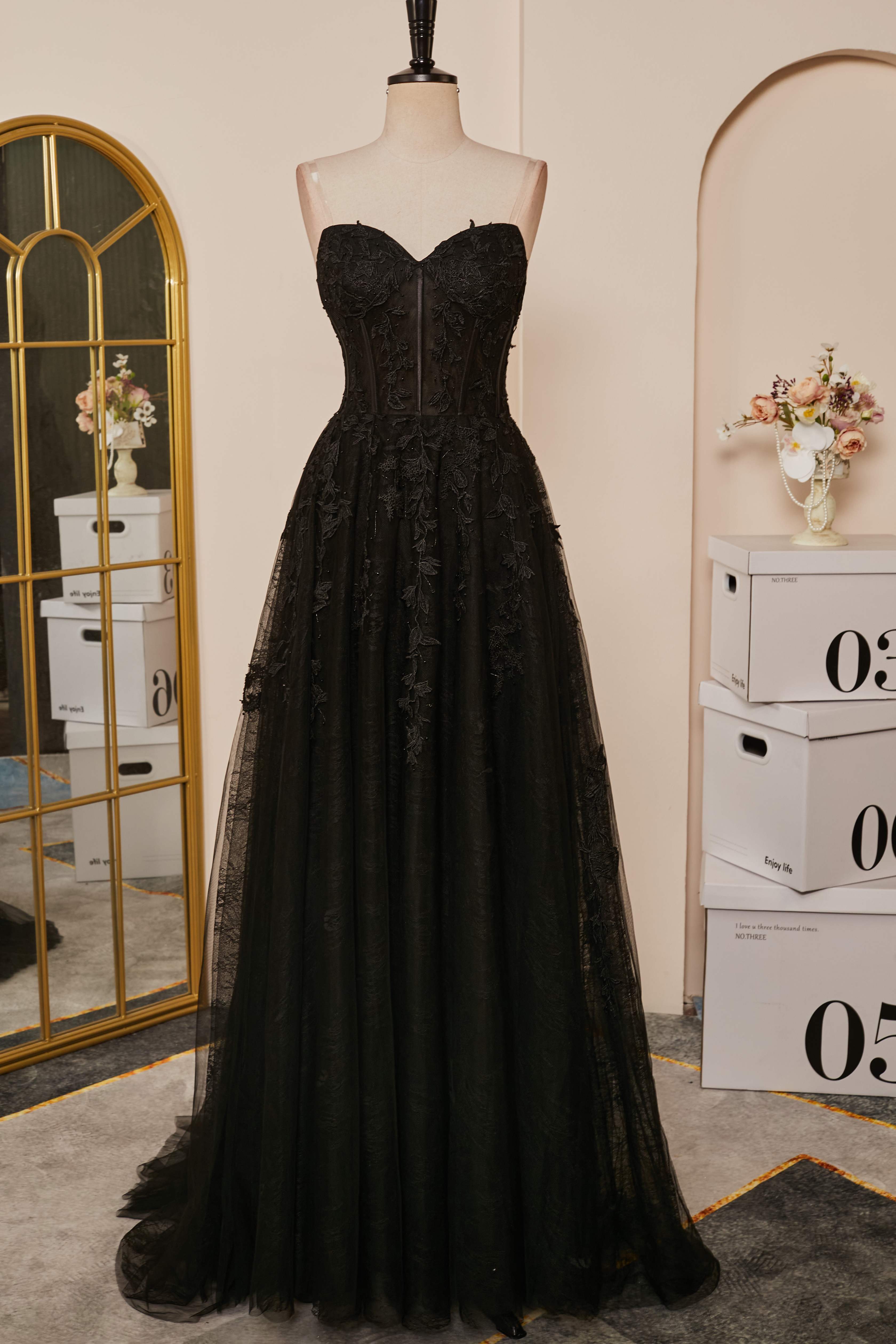 black strapless long prom dress Karma Strapless Maxi Dress main image 1