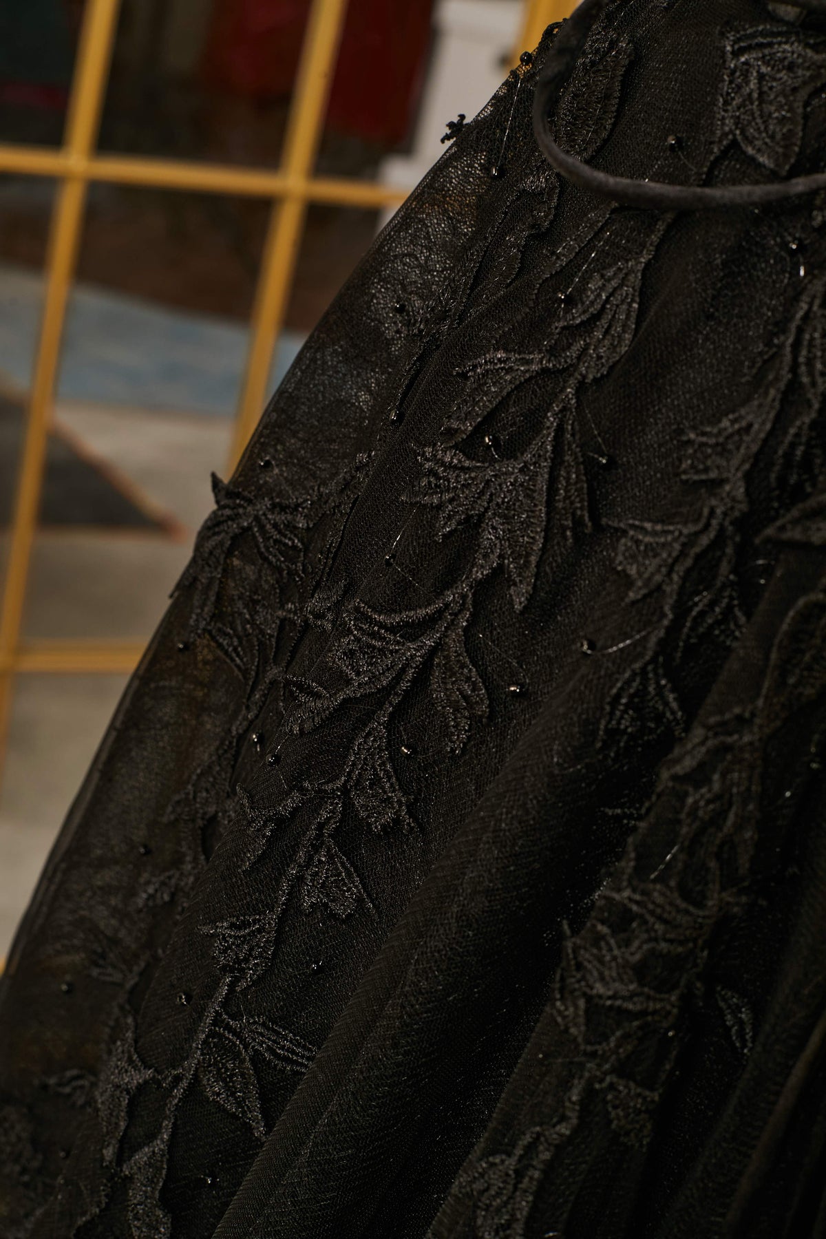 Black Strapless A-line Appliques Tulle Long Prom Dress  Dreamdressy
