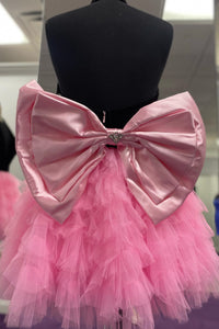 Halter Black and Lavender Tulle Ruffle Short Dress
