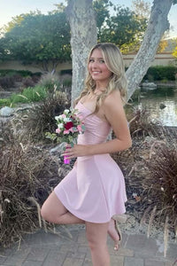 Cute Wine Red Strapless Short Homecoming Dress