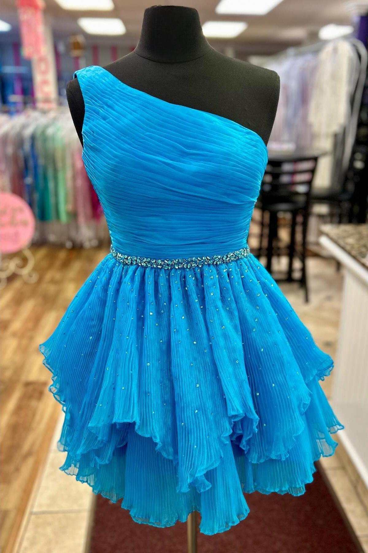 Hot Pink One Shoulder A-line Short Homecoming Dress Hot Pink One Shoulder A-line Short Homecoming Dress