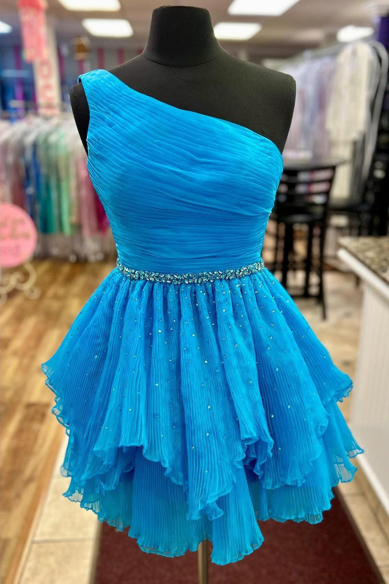 Hot Pink One Shoulder A-line Short Homecoming Dress – Dreamdressy