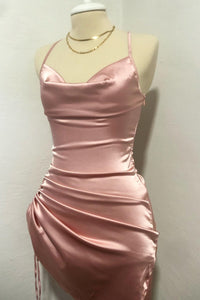Spaghetti Strap Ruched Tight Homecoming Dress