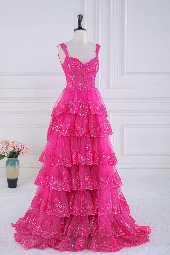 hot pink puffy prom dresses Puffy Hot Pink Wedding Dress Bridalaffair Hot Pink Puffy Prom Dresses Multilayer Vestido De