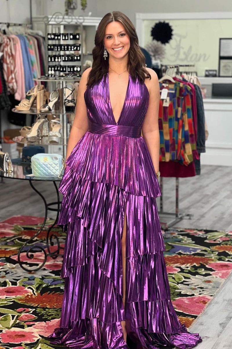 purple metallic prom dress Clarisse 810725 - Long Mermaid Dress