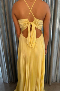 V Neck Turquoise Pleated A-line Long Party Dress
