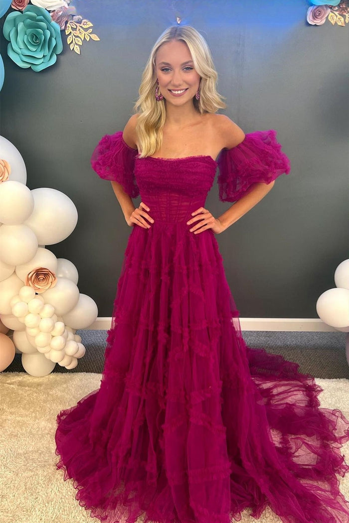 Puff Sleeves Prom Dresses Dreamdressy Puff Sleeves Prom Dresses Dreamdressy
