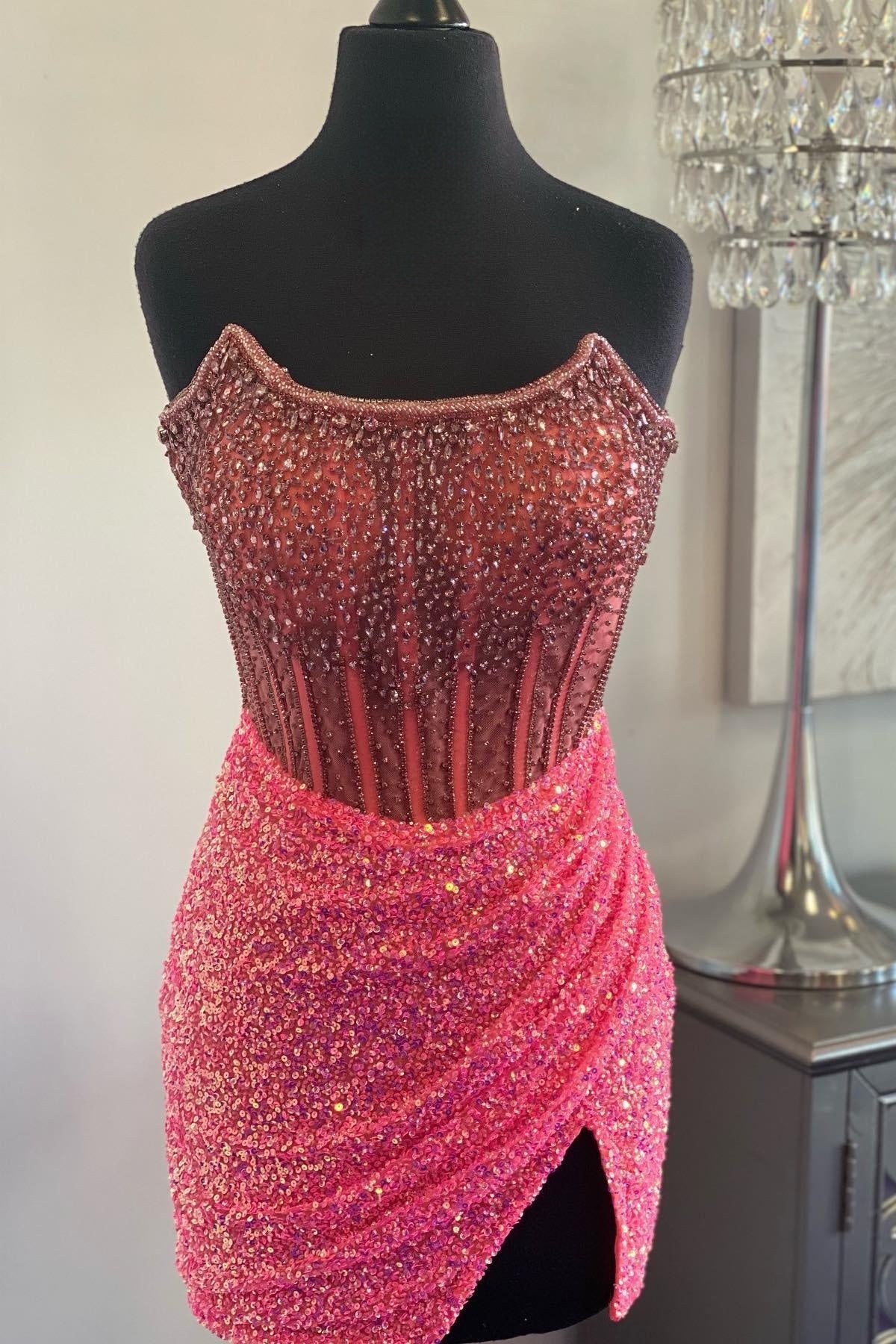 pink sequin dance dress Neon lights. Non-stop movement. All eyes on hot pink The Hot Pink Sequin Dress steals the dance floorevery fringe flickering, every step sparkling louder than the beat. Made to move, made