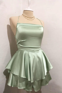Spaghetti Straps Ruffle Homecoming Dress
