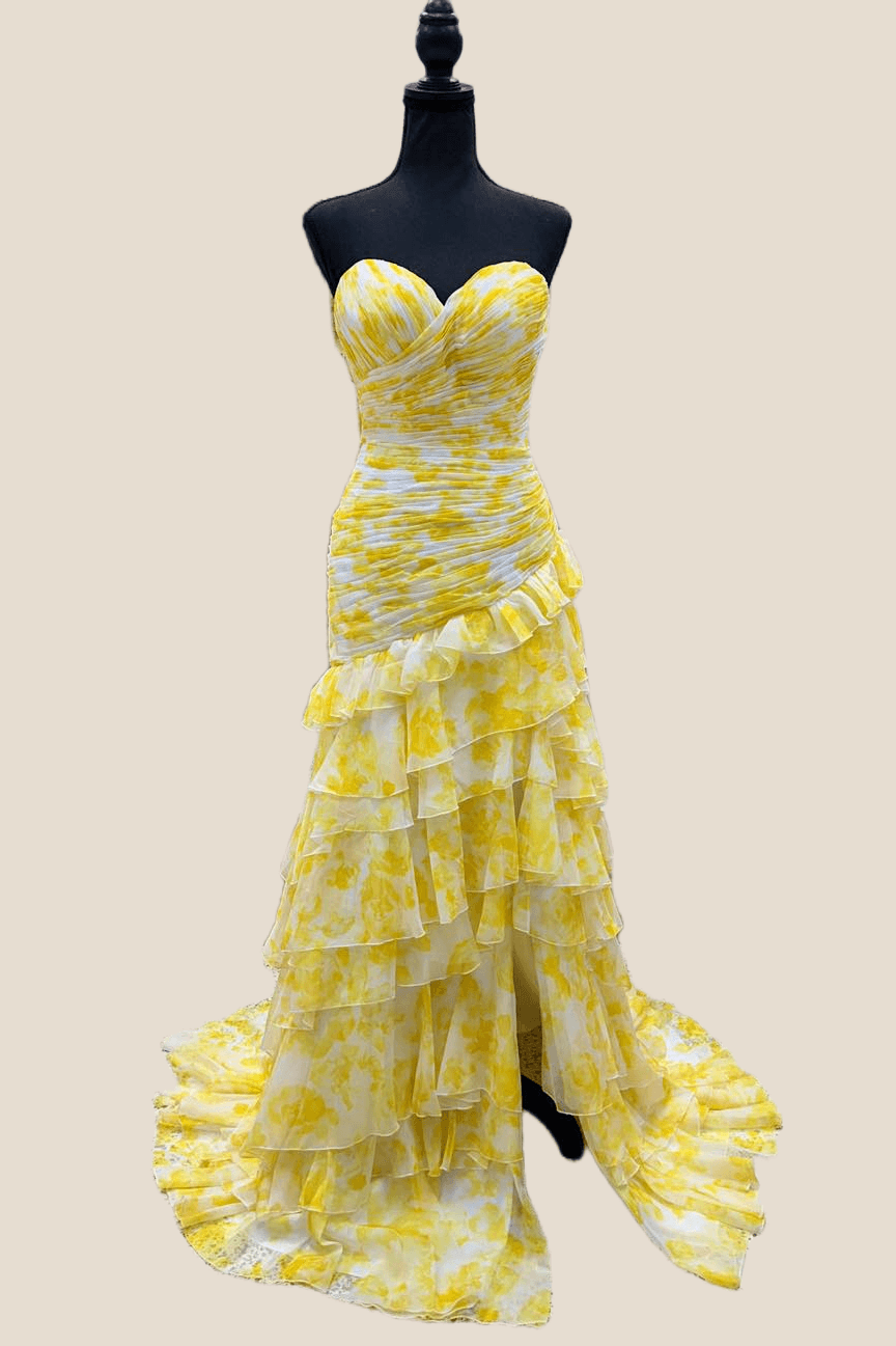 Sweetheart Floral Ruched Ruched Long Formal Dress