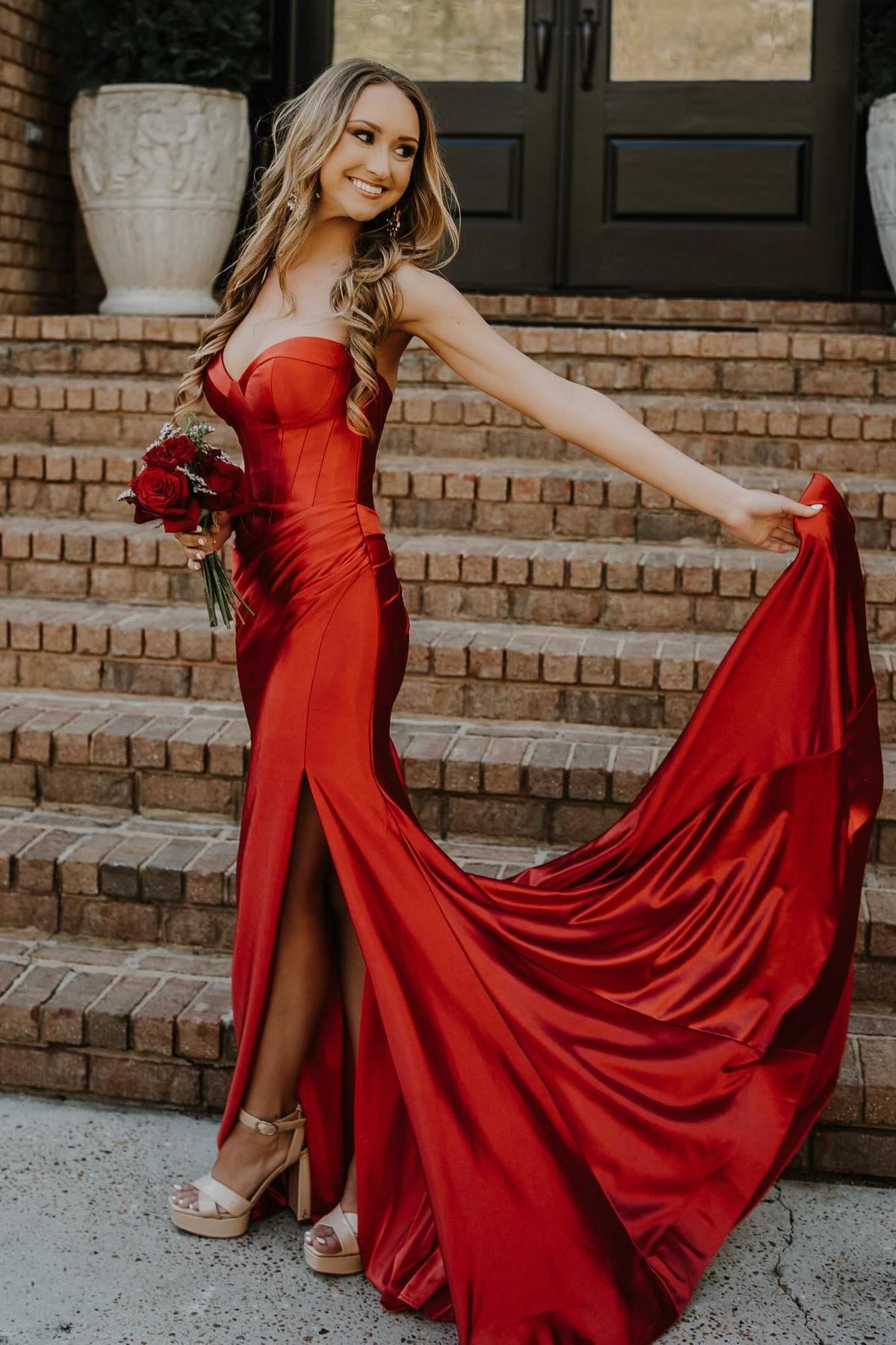 Gold Strapless Mermaid Satin Long Prom Dress Gold Strapless Mermaid Satin Long Prom Dress