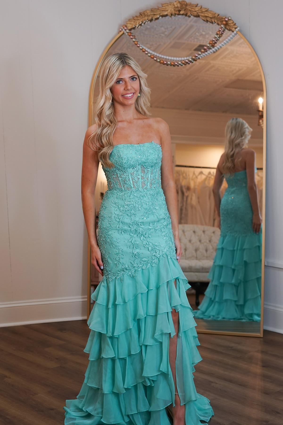 teal lace strapless dress Toni Strapless Ruched Mini Dress Teal