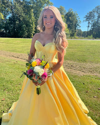 Sweetheart Green Satin A-line Long Formal Gown