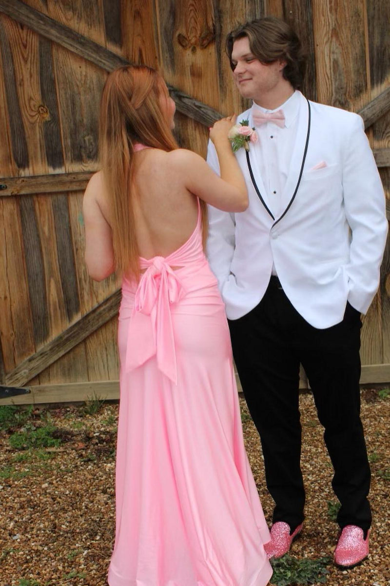 chinese dress ladies Blush Pink V Back Trumpet Long Prom Dress with Draping