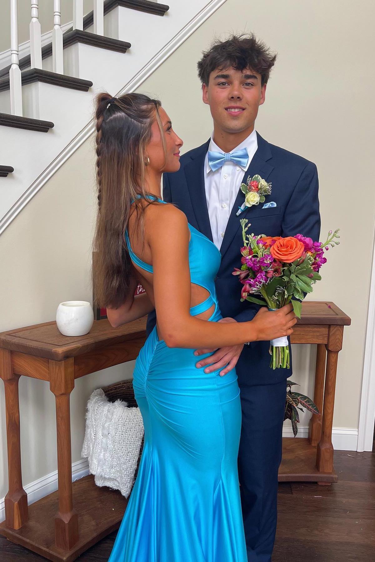 blue mermaid formal dress Navy Blue Long Mermaid Prom Dress with Glitter Navy / 18