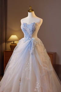 Sweetheart Blue Ruched A-line Prom Dress
