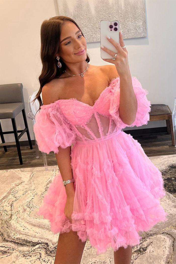 Puffy Sleeves Homecoming Dresses Dreamdressy Puffy Sleeves Homecoming Dresses Dreamdressy